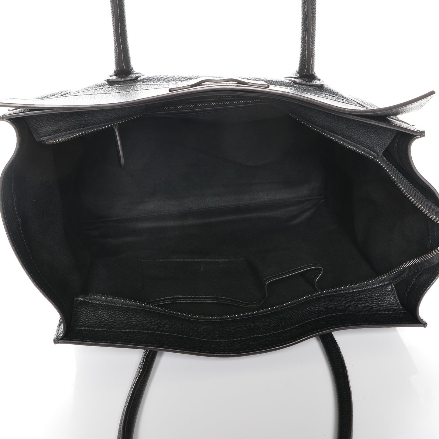 Drummed Calfskin Shoulder Luggage Black
