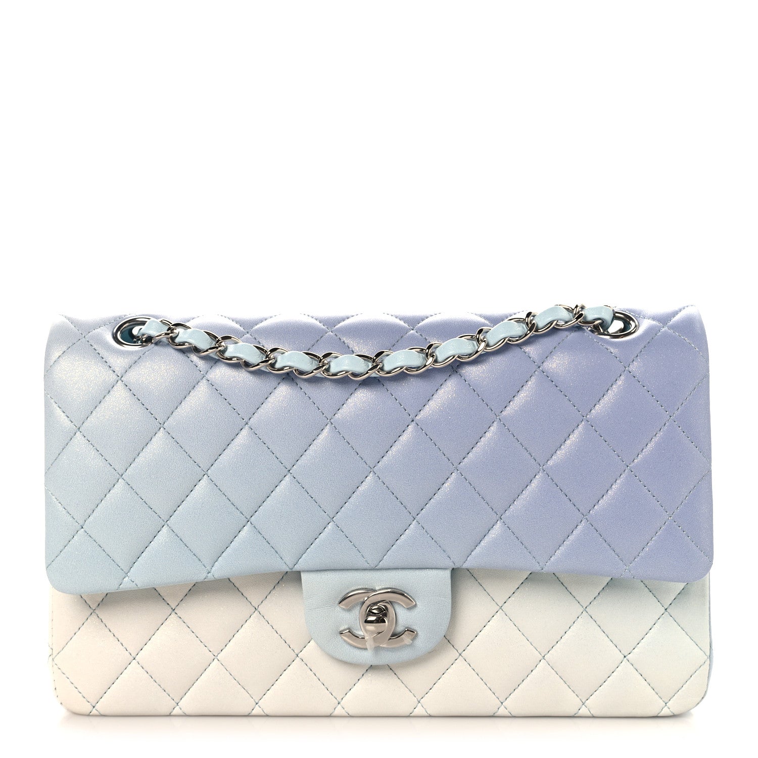 Chanel Perforated Lambskin Quilted Medium Double Flap Light Blue Light Purple White 1 of 10