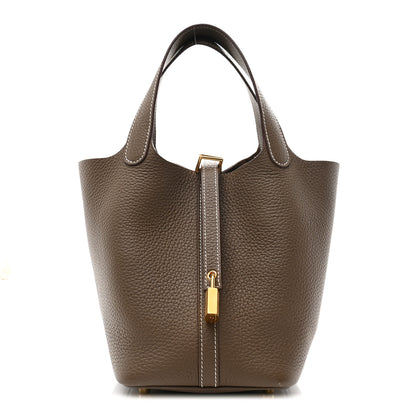 Hermes Taurillon Clemence Picotin Lock 18 PM Etoupe 1 of 10