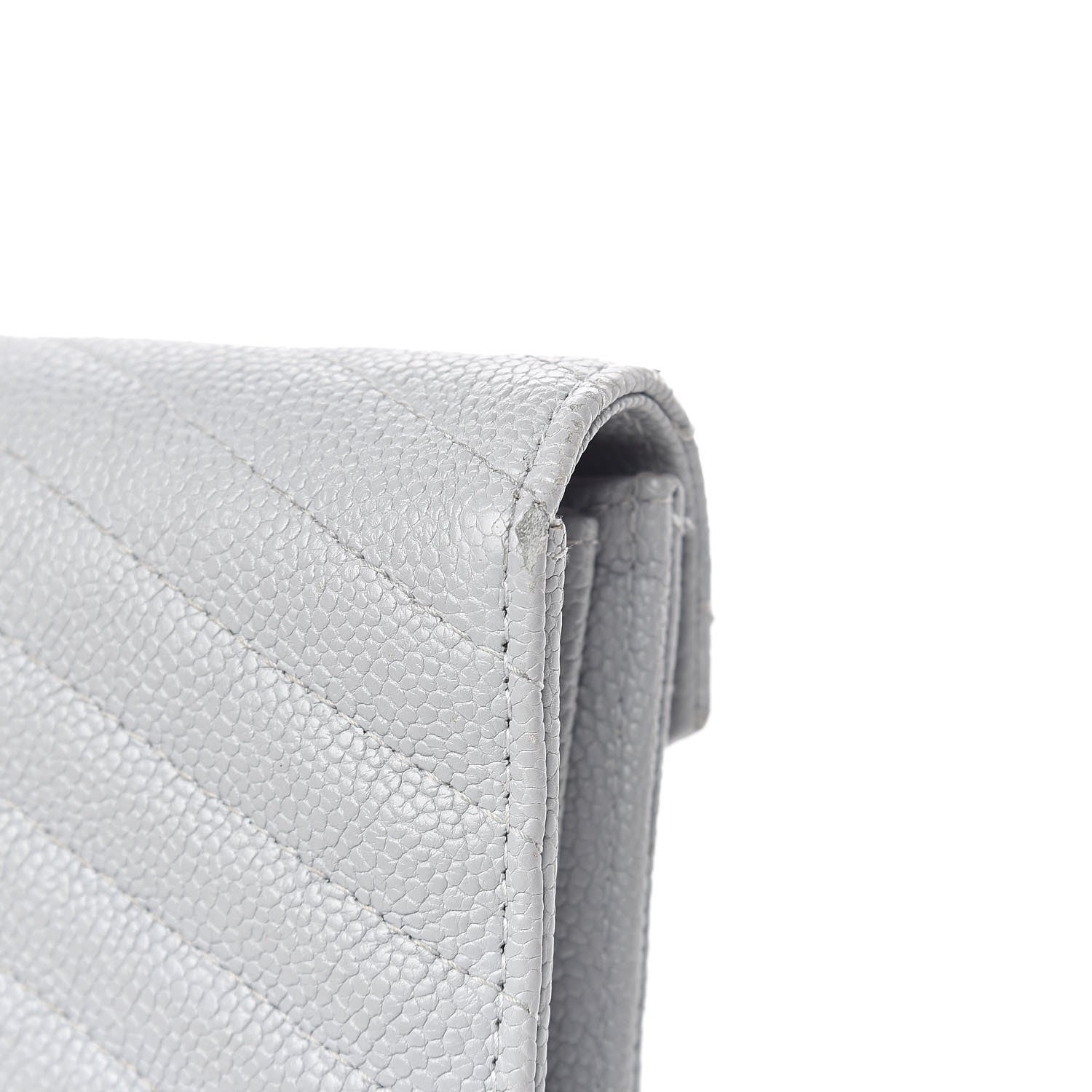 Chanel Caviar Chevron Quilted Large Gusset Flap Wallet Grey 16 of 17