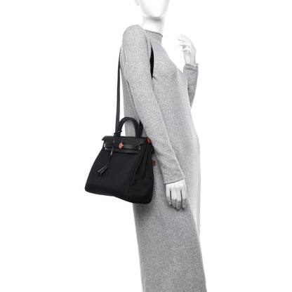 Hermes Toile Militaire Vache Hunter Laque Horseshoe Herbag Zip Retourne 31 PM Black Orange Graffiti 2 of 9