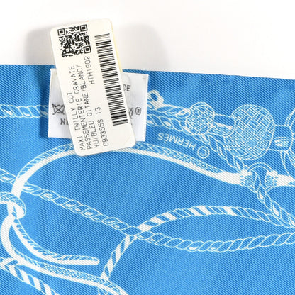 Hermes Silk Passementerie Maxi Twilly Cut Bleu Gitane White 3 of 3