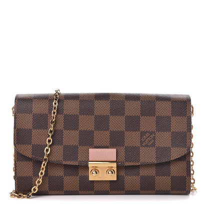 Louis Vuitton Damier Ebene Croisette Chain Wallet Rose Ballerine 1 of 10