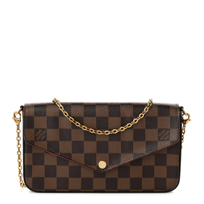 Louis Vuitton Damier Ebene Pochette Felicie Chain Wallet 1 of 12