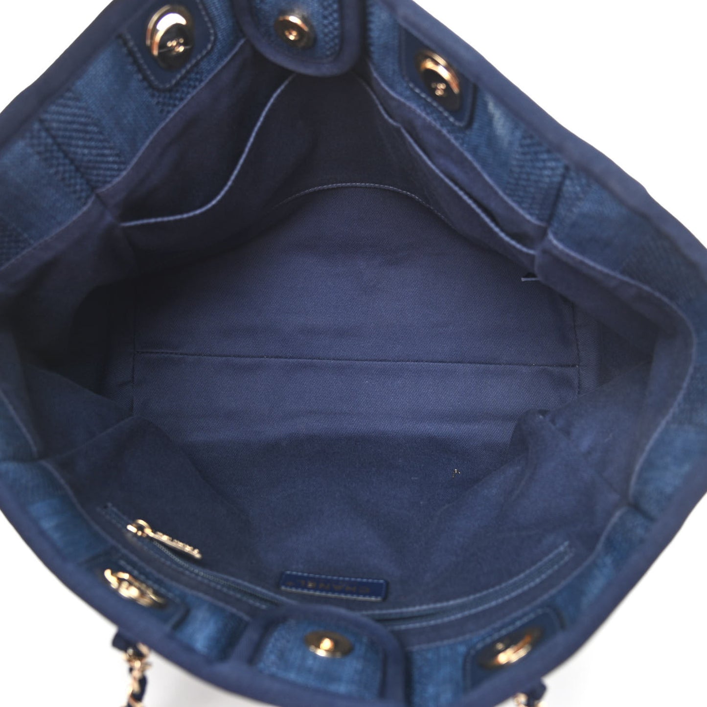 Mixed Fibers Striped Small Deauville Tote Navy Blue