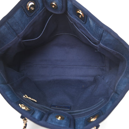 Chanel Mixed Fibers Striped Small Deauville Tote Navy Blue 7 of 10