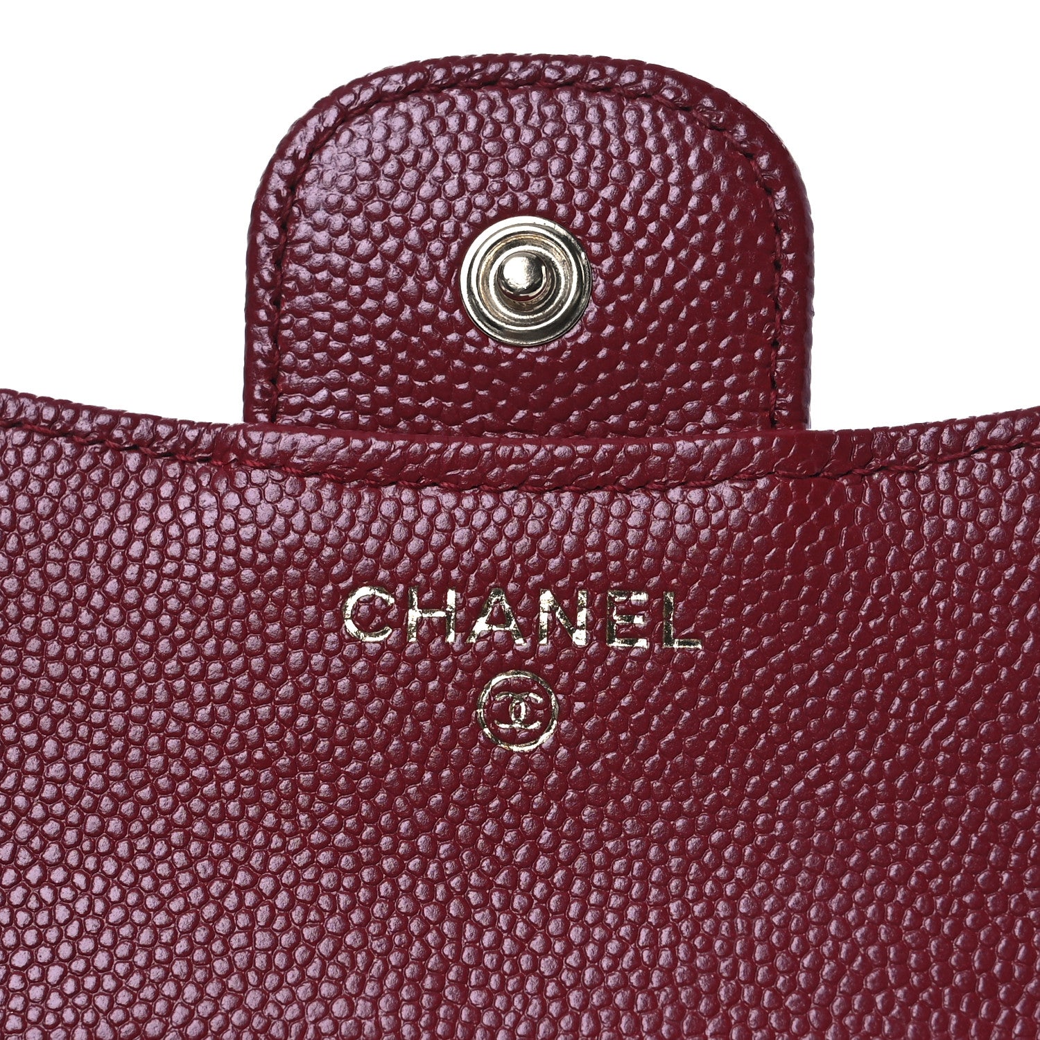 Chanel Caviar Quilted Compact Flap Wallet Dark Red 7 of 11