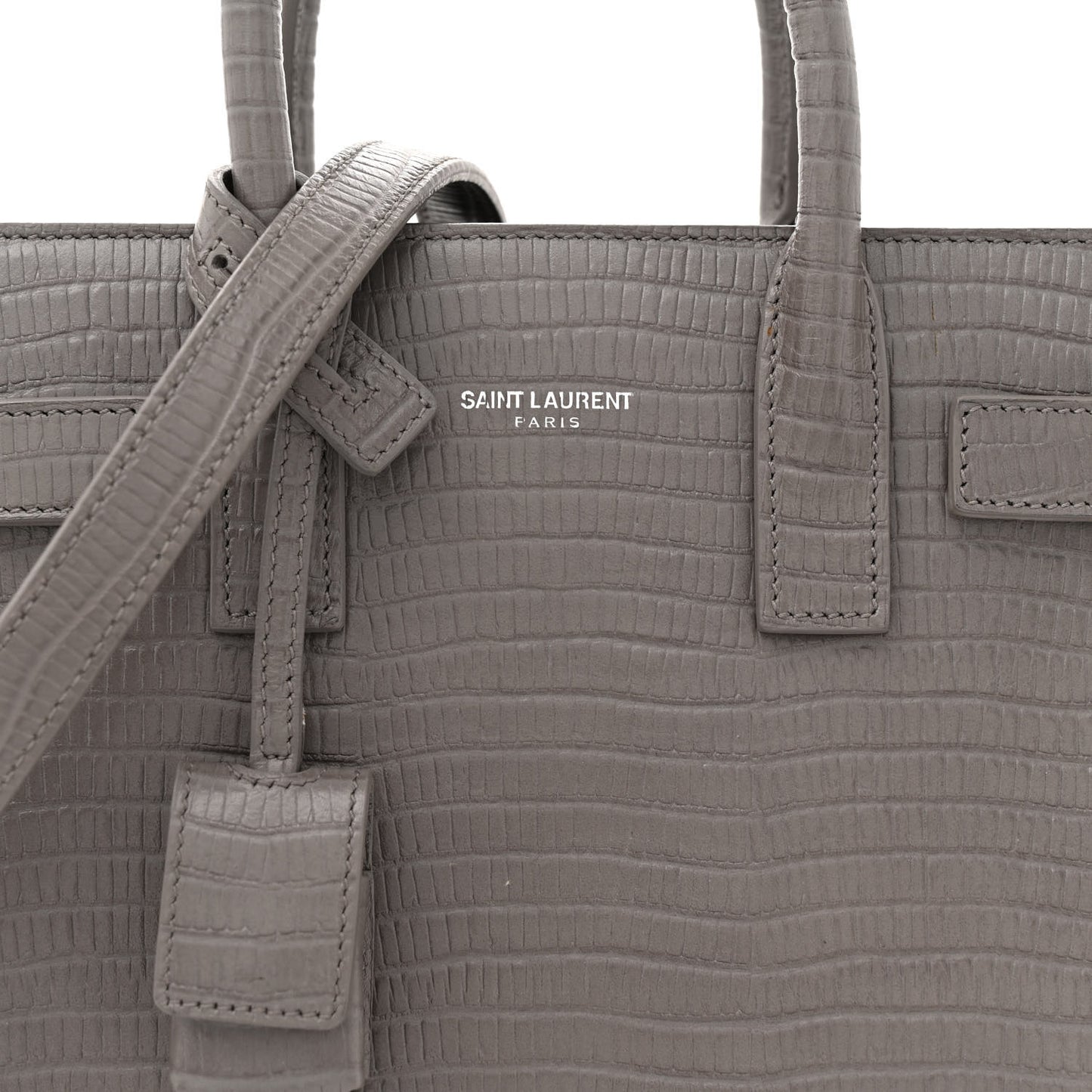 Lizard Calfskin Embossed Baby Sac De Jour Fog