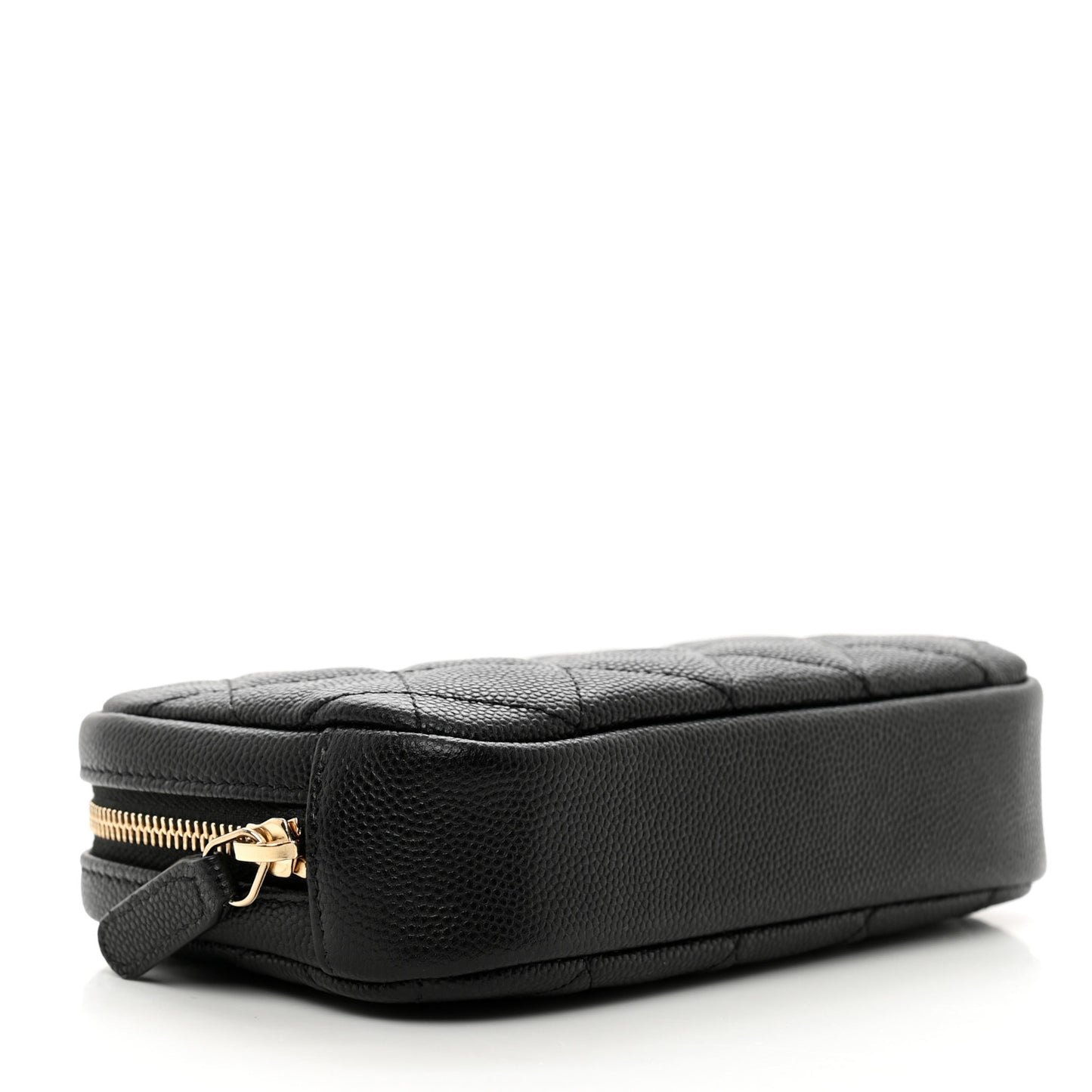 Caviar Quilted Small Curvy Pouch Cosmetic Case Black