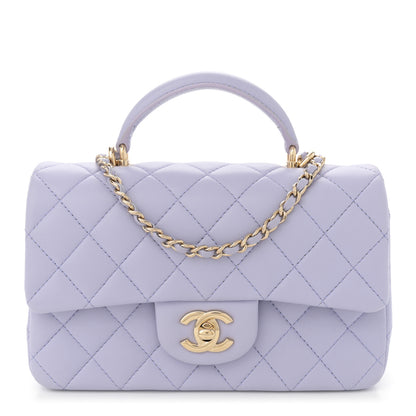 Chanel Lambskin Quilted Mini Top Handle Rectangular Flap Light Purple 1 of 11