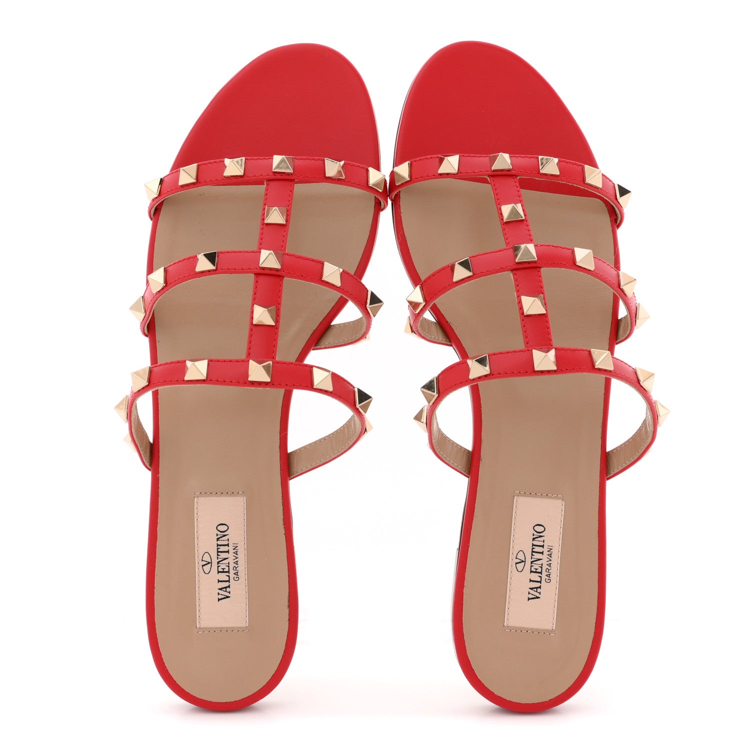 Valentino Garavani Nappa Rockstud Caged Flat Slide Sandals 39