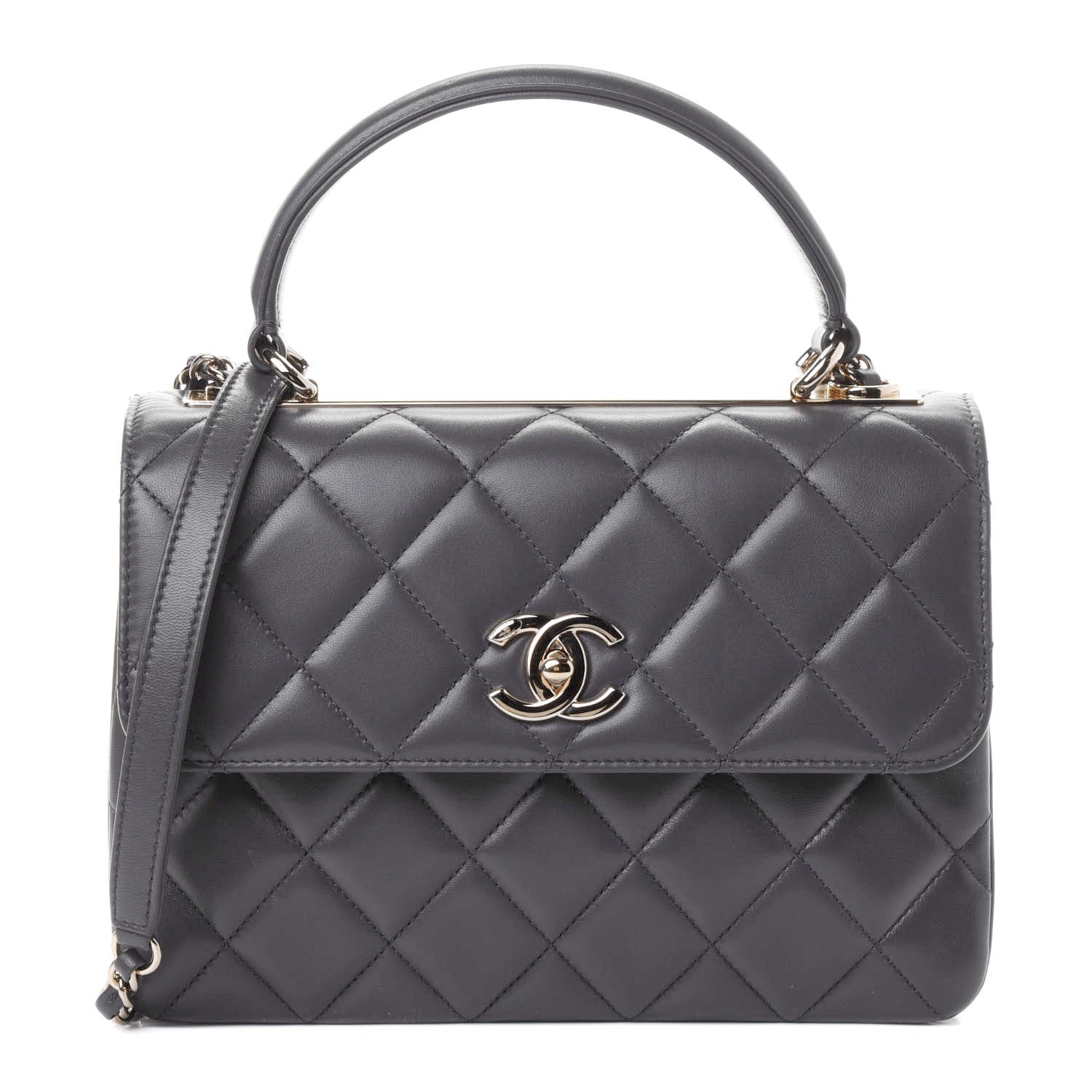 Chanel Lambskin Quilted Small Trendy CC Dual Handle Flap Bag Dark Grey 1 of 4