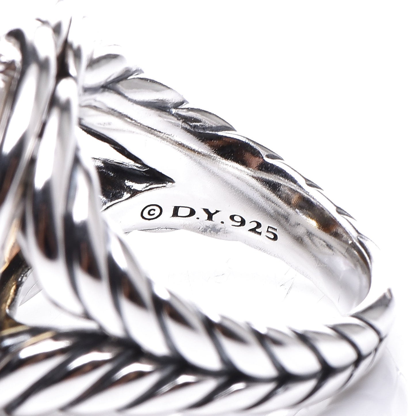 Sterling Silver Diamond Citrine 14mm Labyrinth Ring 52 6