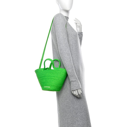 Balenciaga Nylon Lambskin Woven Small Ibiza Basket With Strap Green 3 of 10