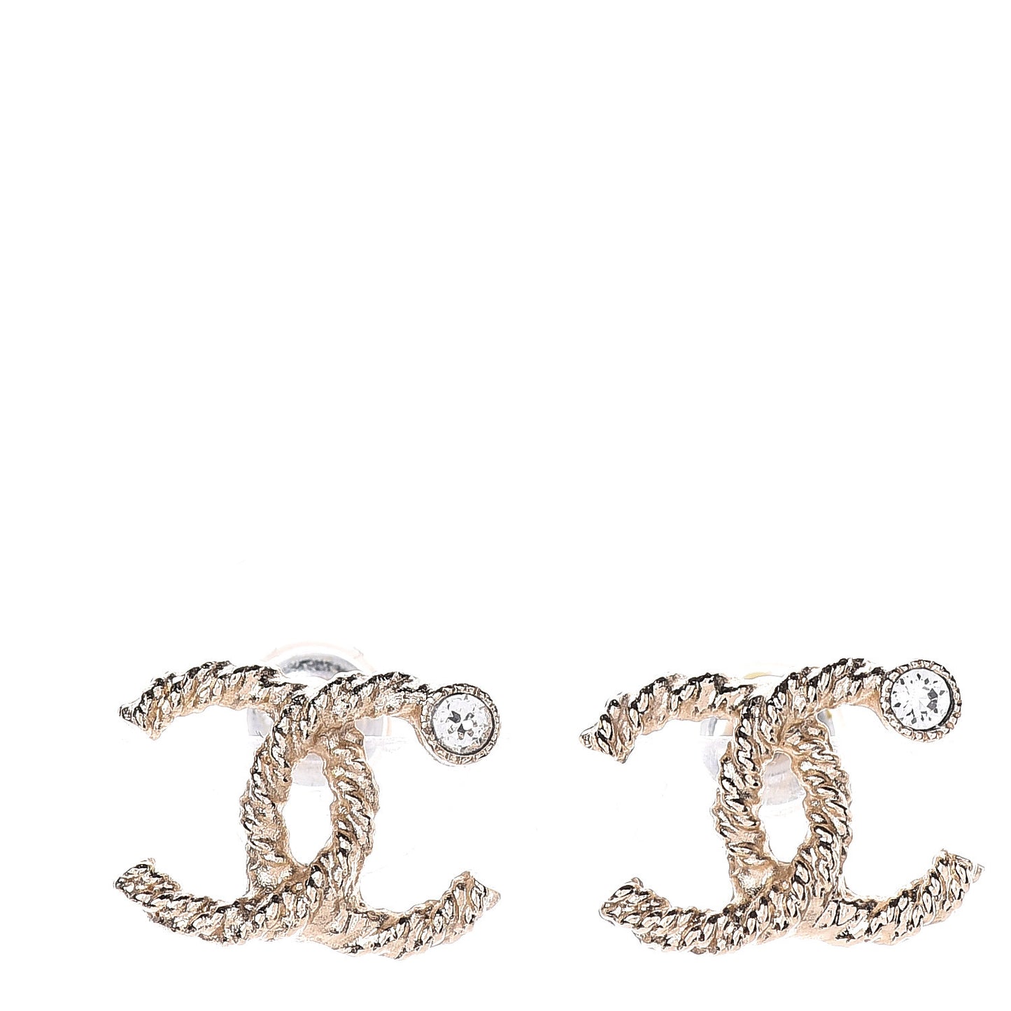 Crystal Twisted CC Earrings Gold