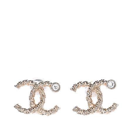 Chanel Crystal Twisted CC Earrings Gold 1 of 2