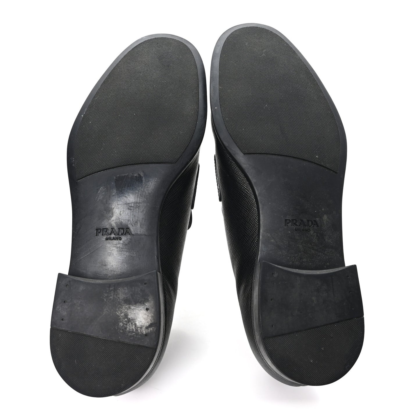 Saffiano Mens Triangle Loafers 6 Black