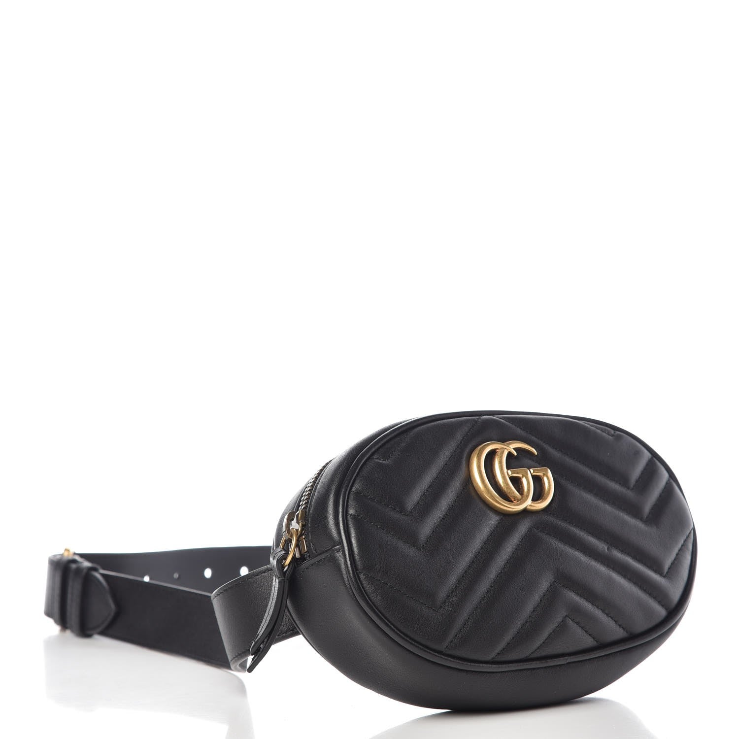 Gucci Calfskin Matelasse GG Marmont Belt Bag 85 34 Black 4 of 8
