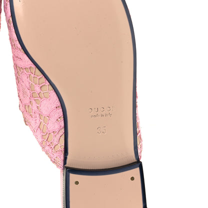 Gucci Lace Malaga Kid Womens Princetown Slippers 35 Sugar Pink Skin Rose 8 of 10