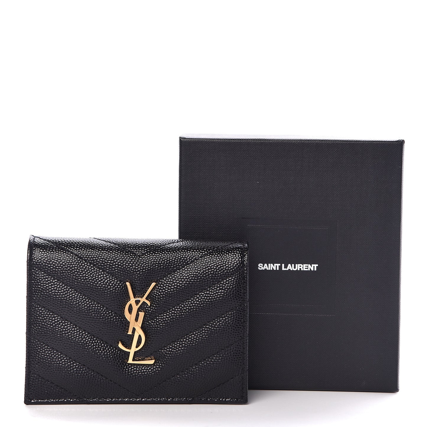 Grain De Poudre Matelasse Chevron Monogram Card Case Black