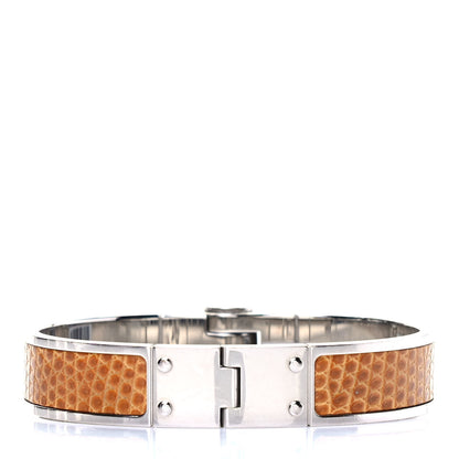 Hermes Lizard Charniere Cuir Narrow Hinged Bracelet Sesame 2 of 5