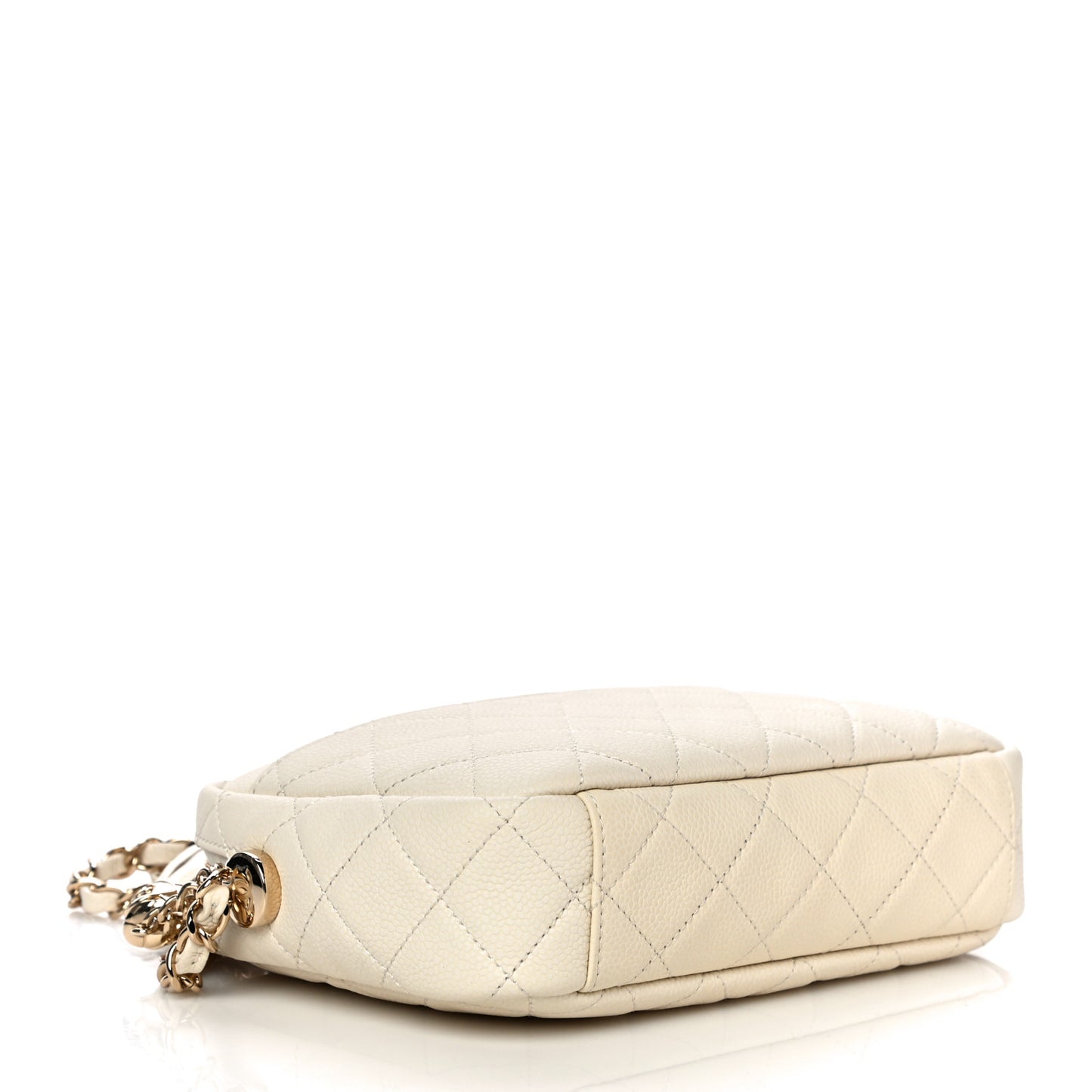 Caviar Flat Quilted Small Coco Tassel Camera Case White