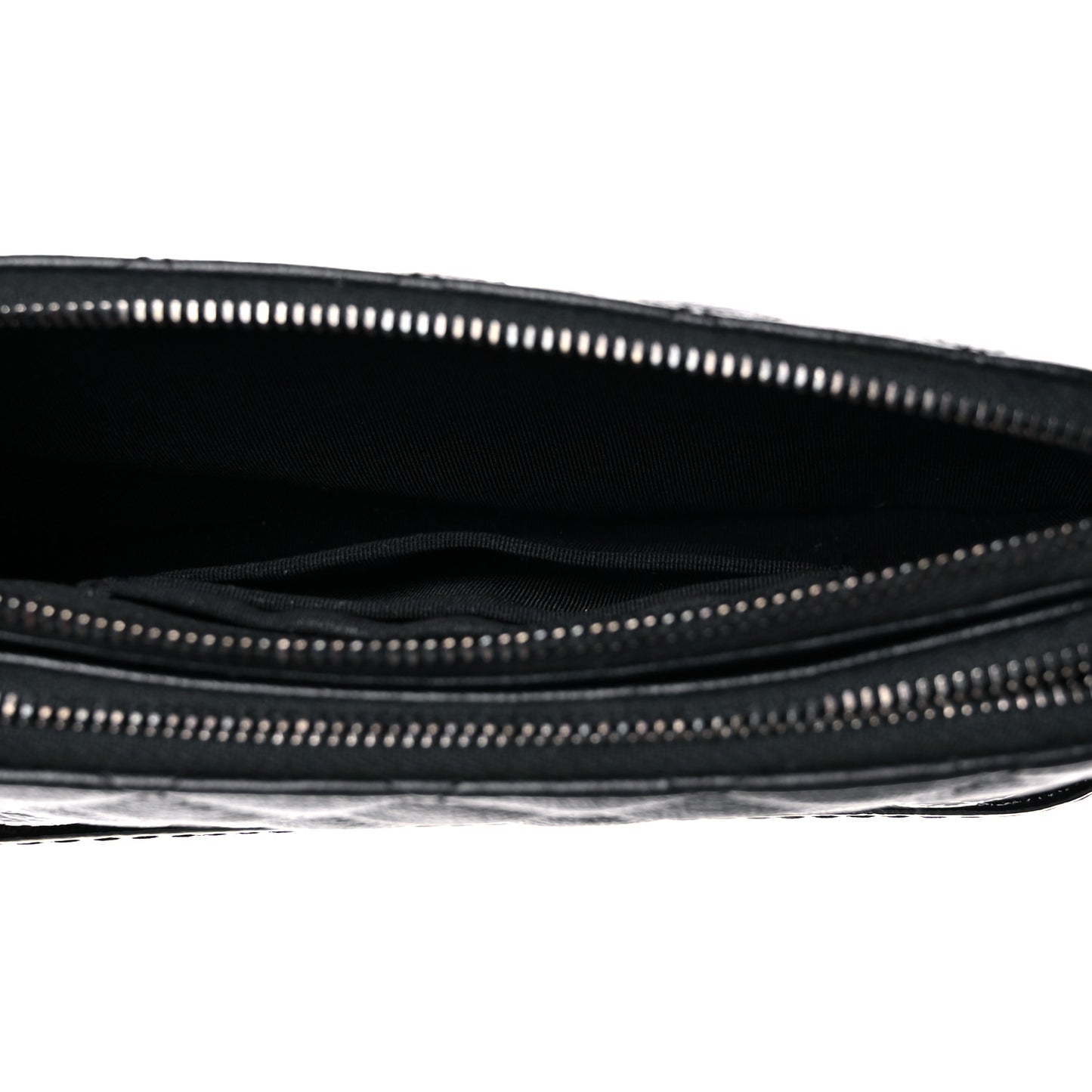 Patent Goatskin Quilted Small Gabrielle Clutch With Chain Black
