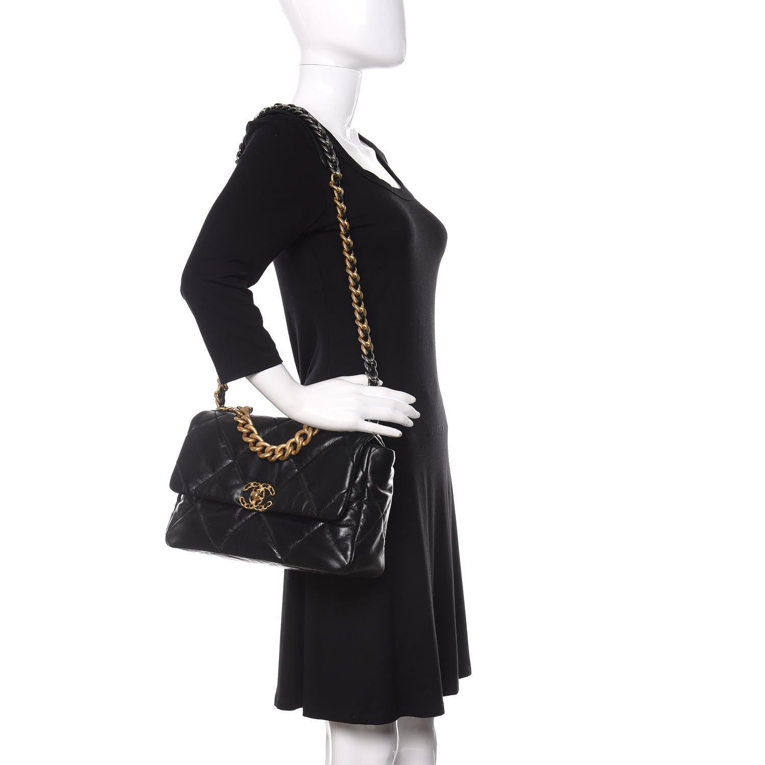 Chanel Goatskin Quilted Large Chanel 19 Flap Black 2 of 11
