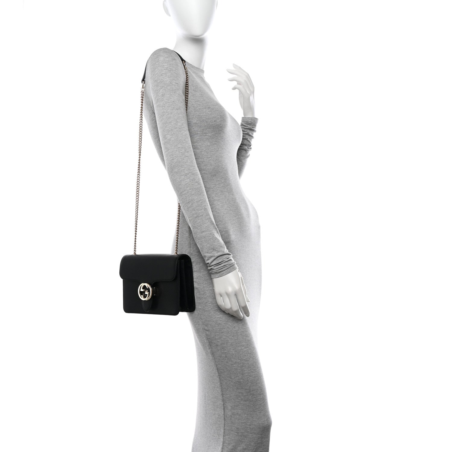 Gucci Dollar Calfskin Small Interlocking G Shoulder Bag Black 2 of 11