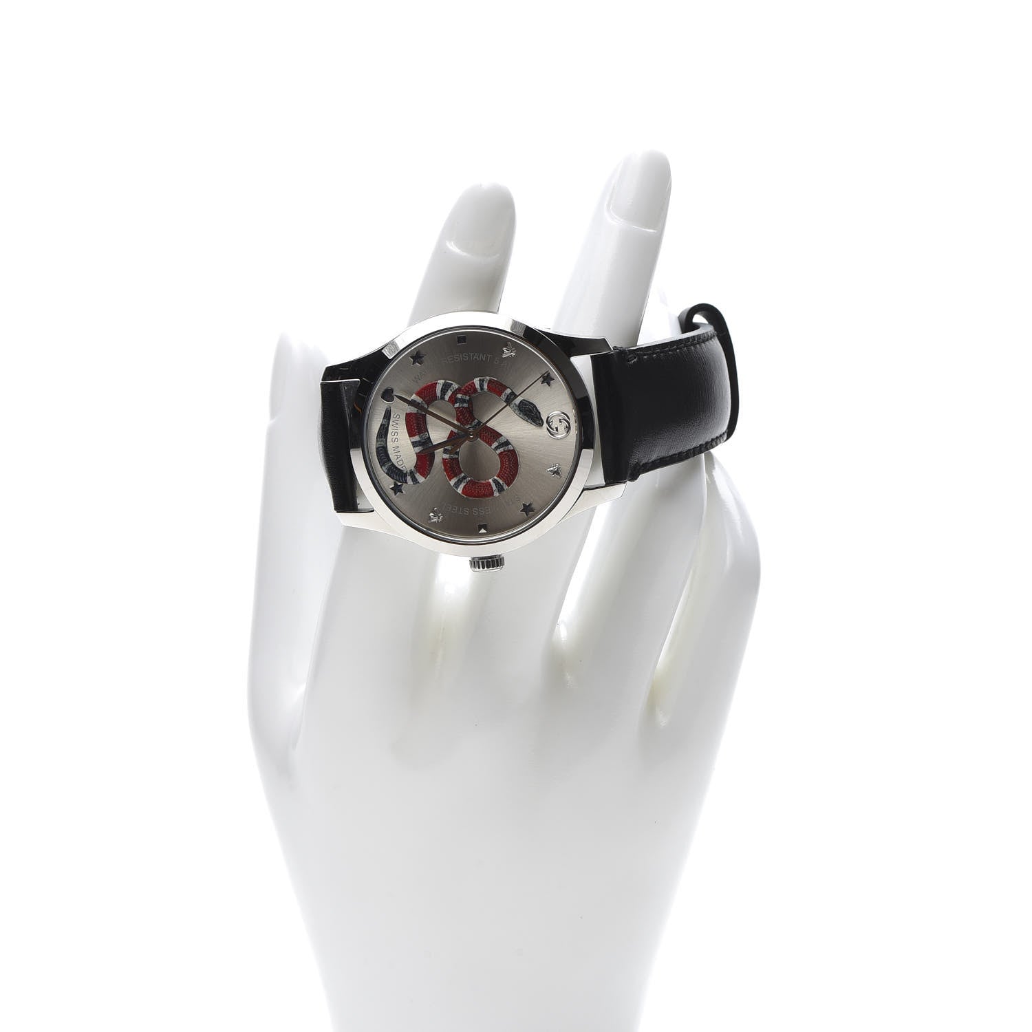 Gucci Stainless Steel Calfskin 38mm G-Timeless Snake Quartz Watch 2 of 8