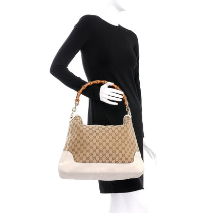 Gucci Monogram Medium Diana Bamboo Shoulder Bag Off White 3 of 14