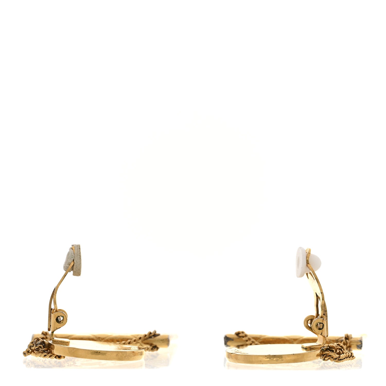 Chanel CC Quilted Flap Bag Drop Clip On Earrings Gold 3 of 6