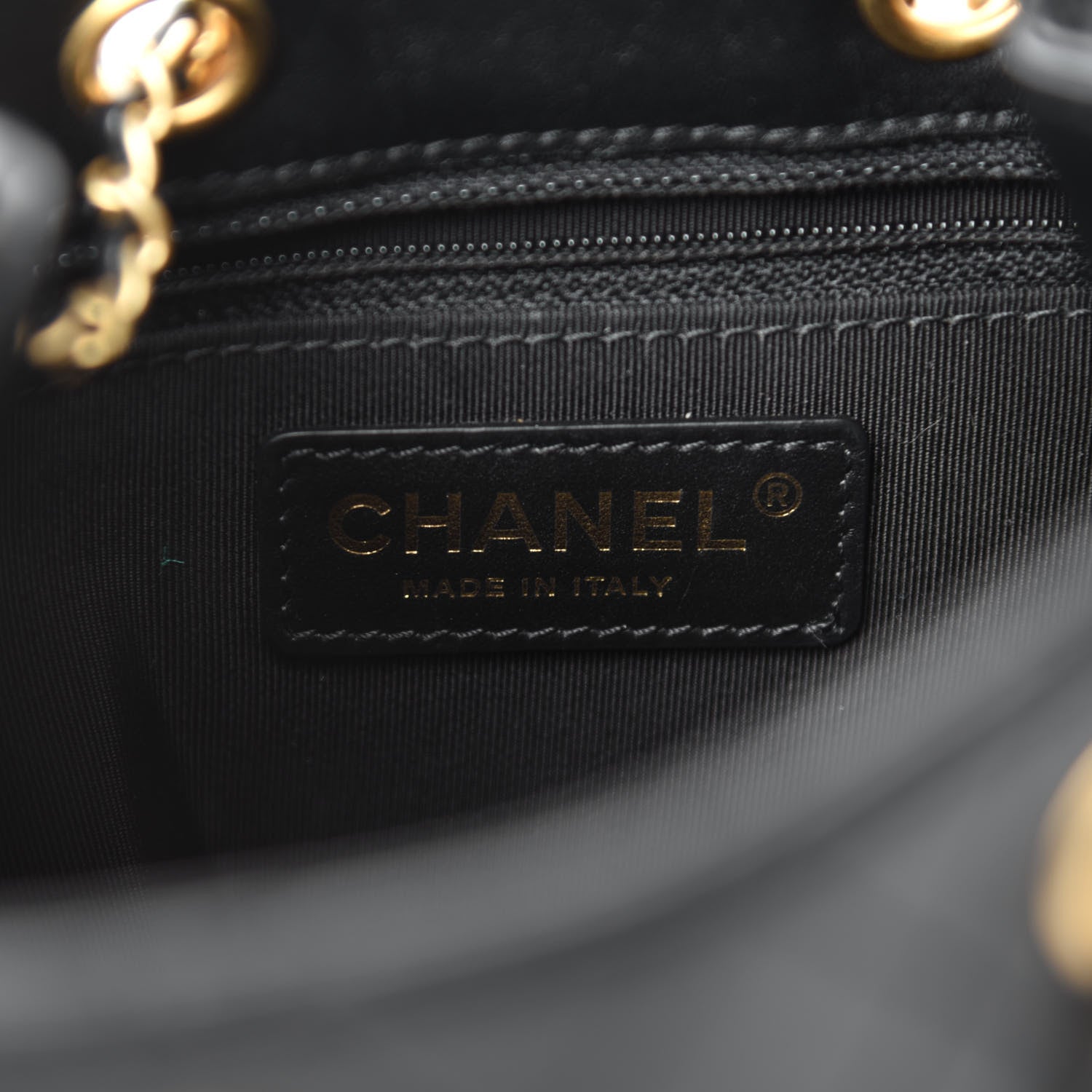 Chanel Calfskin Stitched Small Egyptian Amulet Drawstring Bag Black 8 of 10
