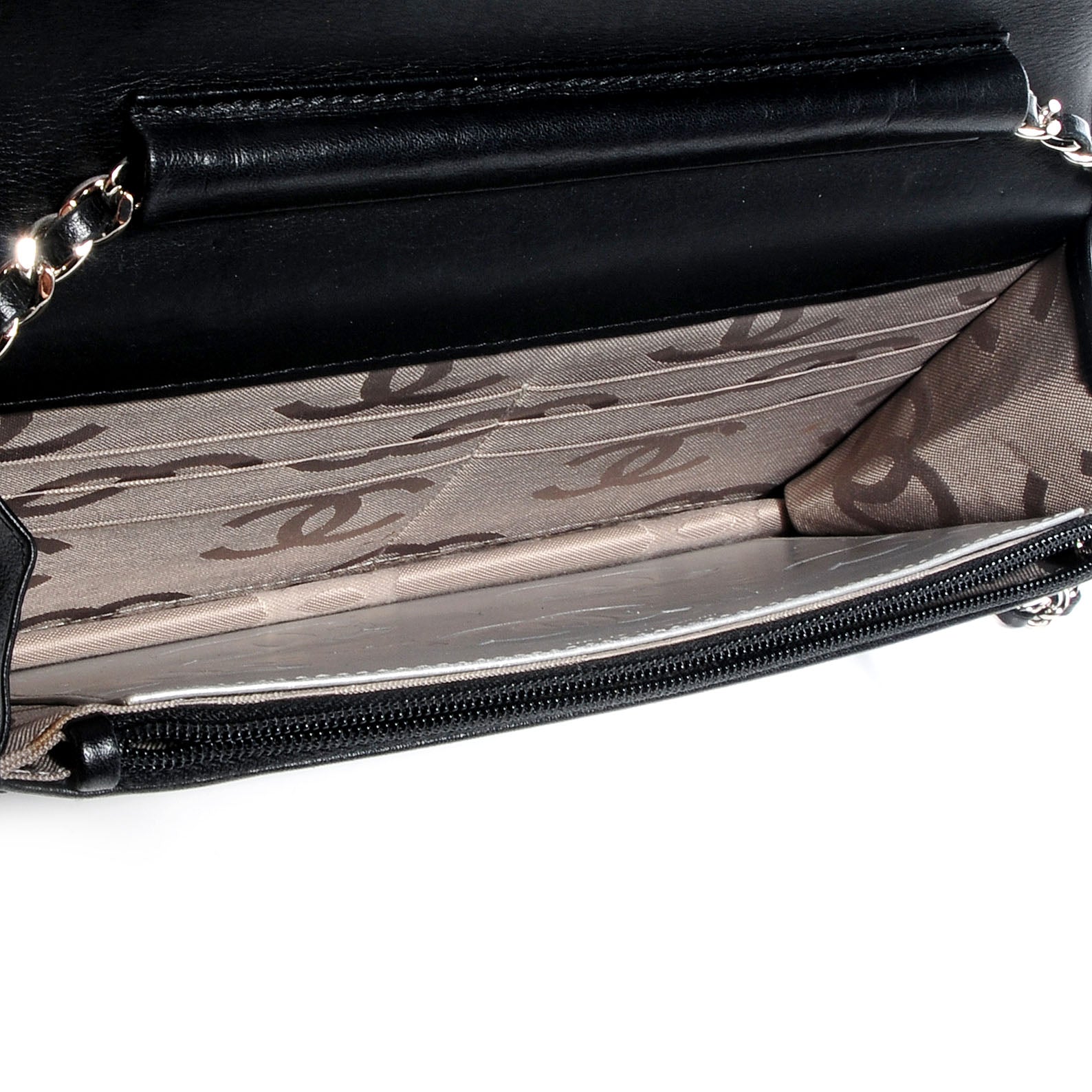 Chanel Leather Quilted Cambon Wallet on Chain WOC Black Silver 5 of 8