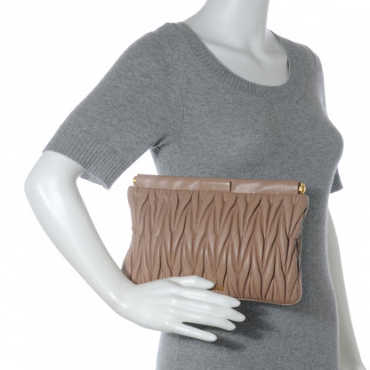 Miu Miu Leather Matelasse Clutch Cammeo 2 of 9