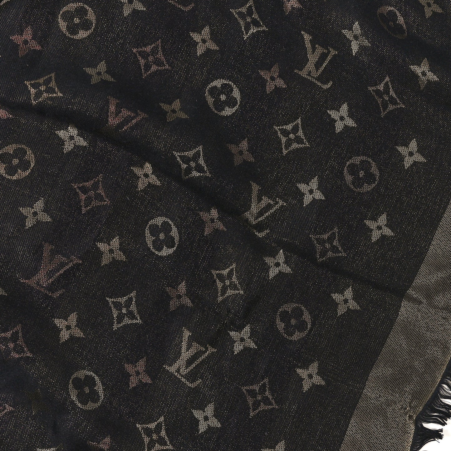 Silk Lurex Wool So Shine Monogram Shawl Black