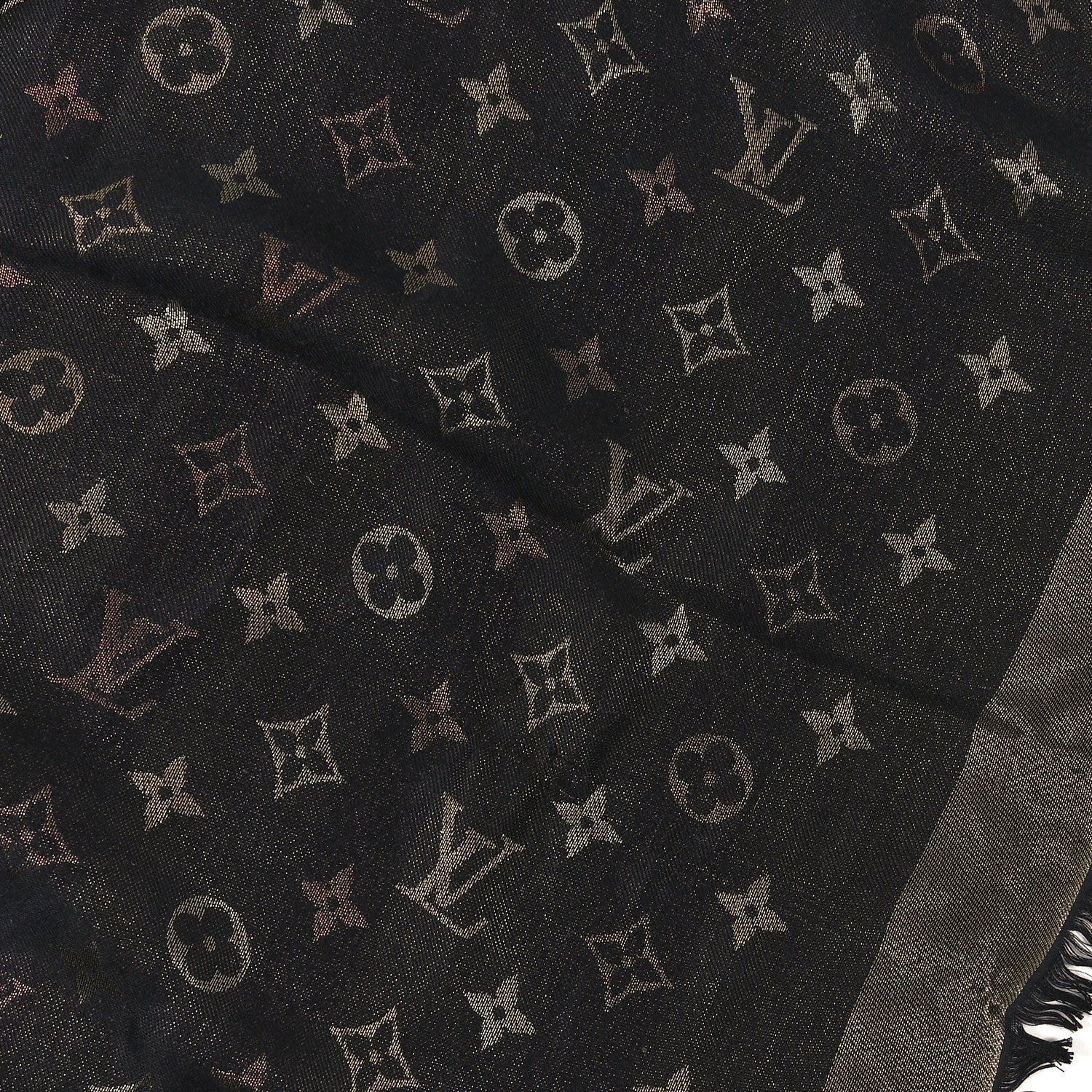 Louis Vuitton Silk Lurex Wool So Shine Monogram Shawl Black 3 of 3