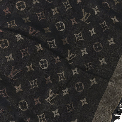 Louis Vuitton Silk Lurex Wool So Shine Monogram Shawl Black 3 of 3
