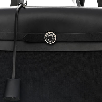 Hermes Toile Militaire Vache Hunter Laque Herbag a Dos Zip Retourne Backpack Black 9 of 11