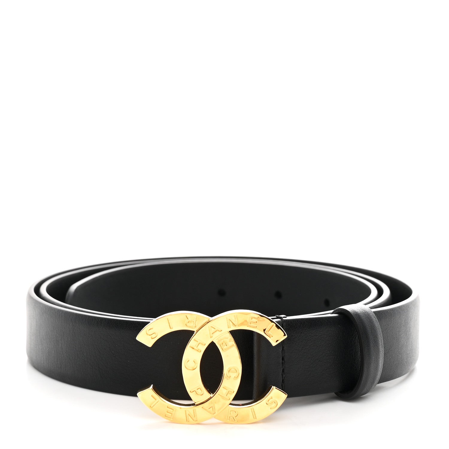 Chanel Calfskin Paris Button CC Belt 100 40 Black 1 of 8