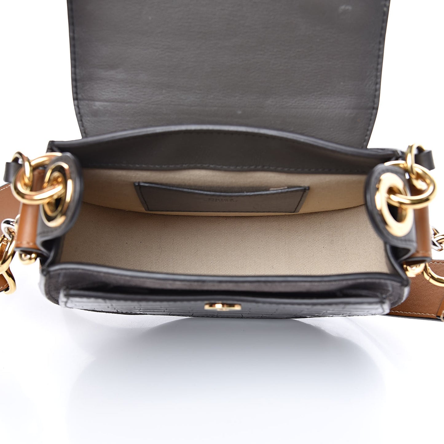 Calfskin Crocodile Embossed Small Tess Bag Profound Brown
