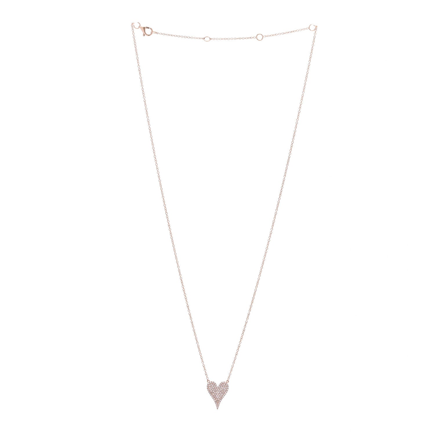 Parker & West by FASHIONPHILE 14K Rose Gold Diamond .18ctw Pave Heart Pendant Necklace 3 of 5
