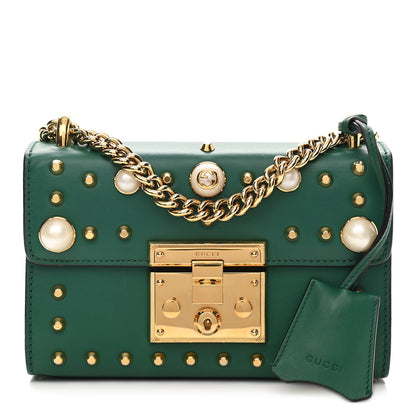 Gucci Calfskin Studded Small Padlock Shoulder Bag Emerald 1 of 12