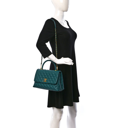Chanel Caviar Quilted Small Coco Handle Flap Green 2 of 10