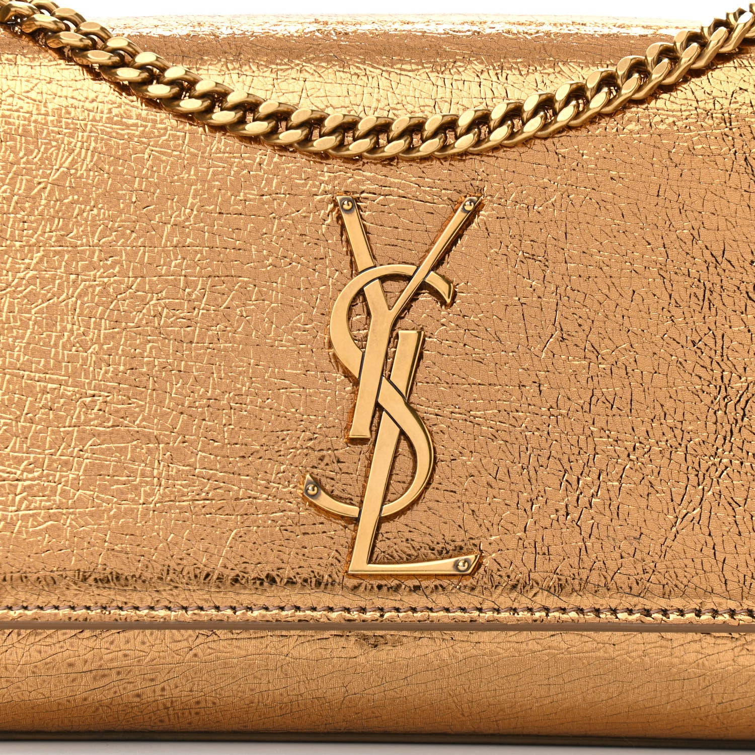 Saint Laurent Metallic Calfskin Small Classic Monogram Kate Satchel Bronze 7 of 10
