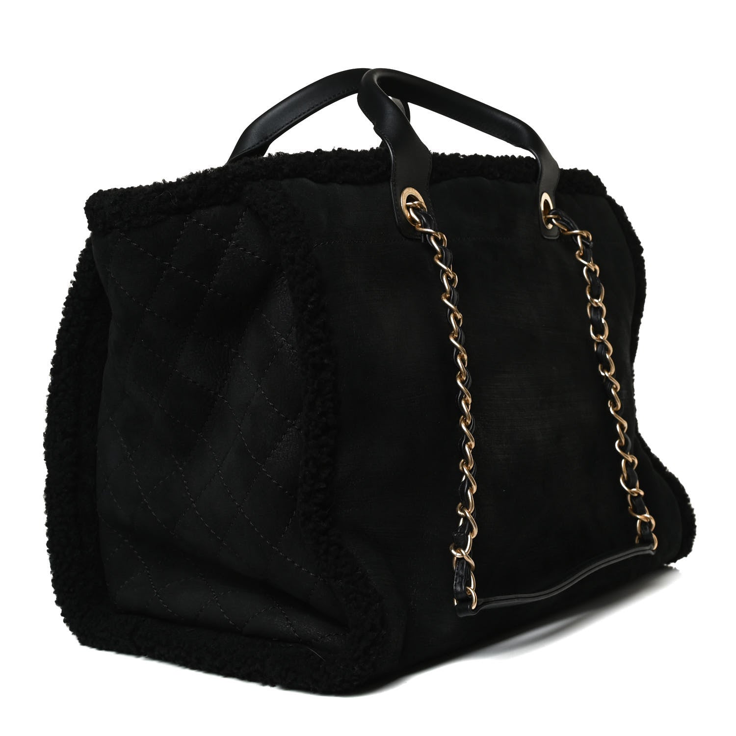 Chanel Shearling Large Deauville Tote Black 3 of 19