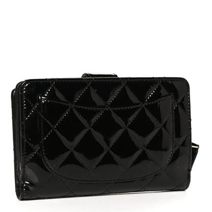 Chanel Patent Quilted Zip Pocket Wallet Black 3 of 11