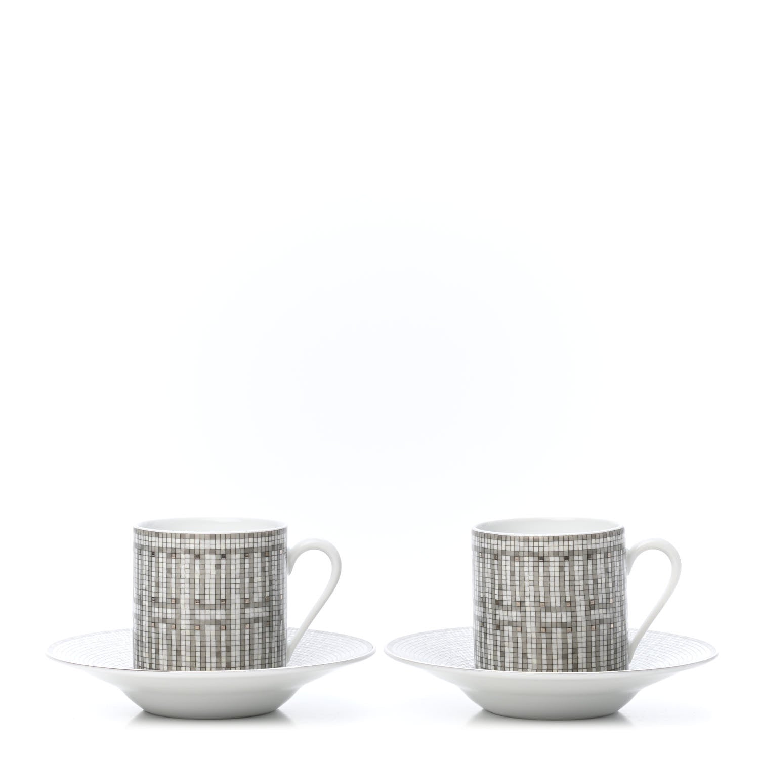 Hermes Porcelain Mosaique au 24 Coffee Cup and Saucer Set of 2 1 of 6