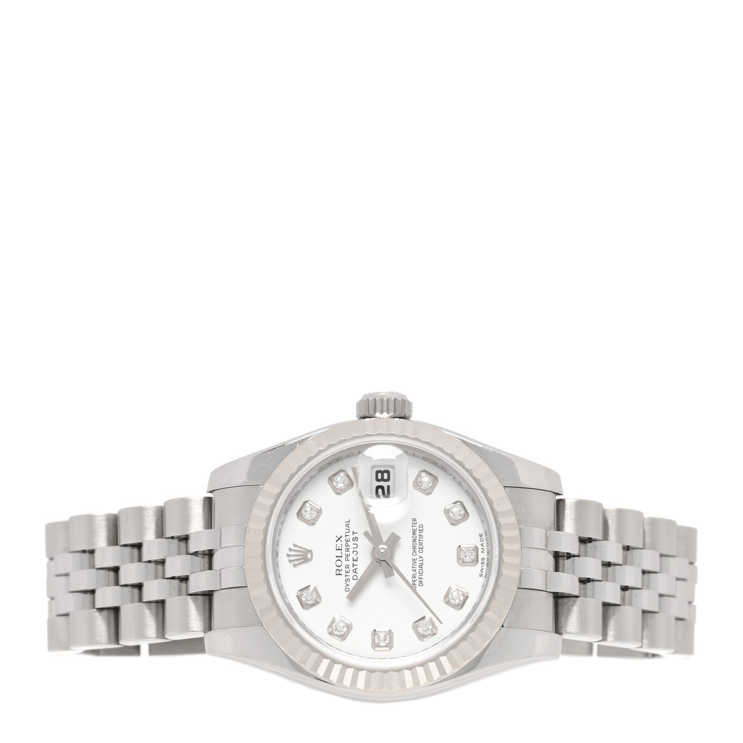 Stainless Steel 18K White Gold Diamond 26mm Oyster Perpetual Datejust Watch White 179174