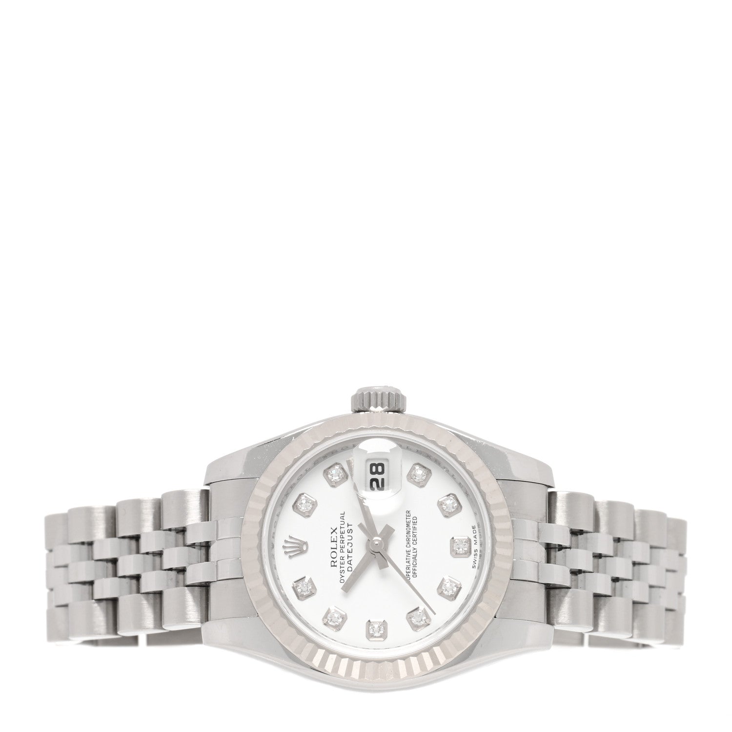 Rolex Stainless Steel 18K White Gold Diamond 26mm Oyster Perpetual Datejust Watch White 179174 2 of 5